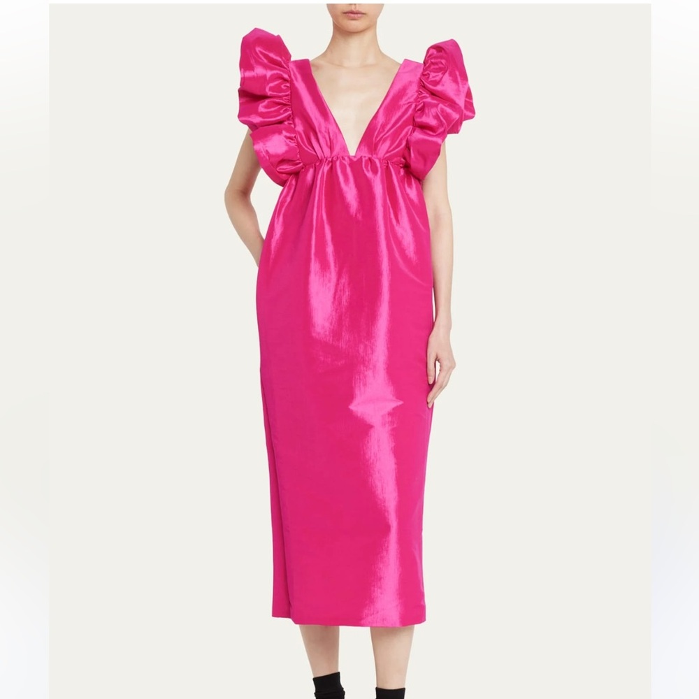 Kika Vargas | Metvi Taffeta Dress in Fuchsia NEW